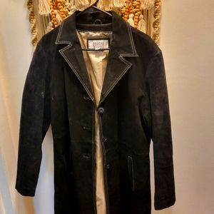 Vintage Wilson's Leather Black Suede Trench